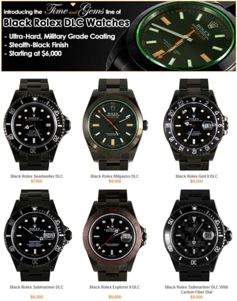 Custom Black DLC Coated Rolex Watches From Time And Gems